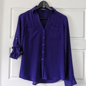 Express Portofino Purple Button Down Blouse XS